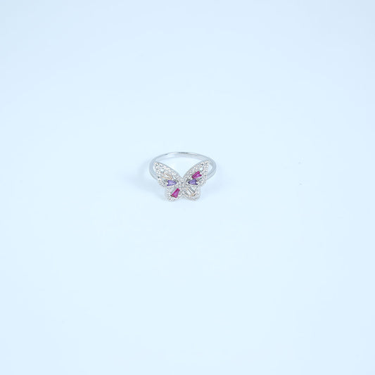 Butterfly Multicolour Ring Pure 925 Silver