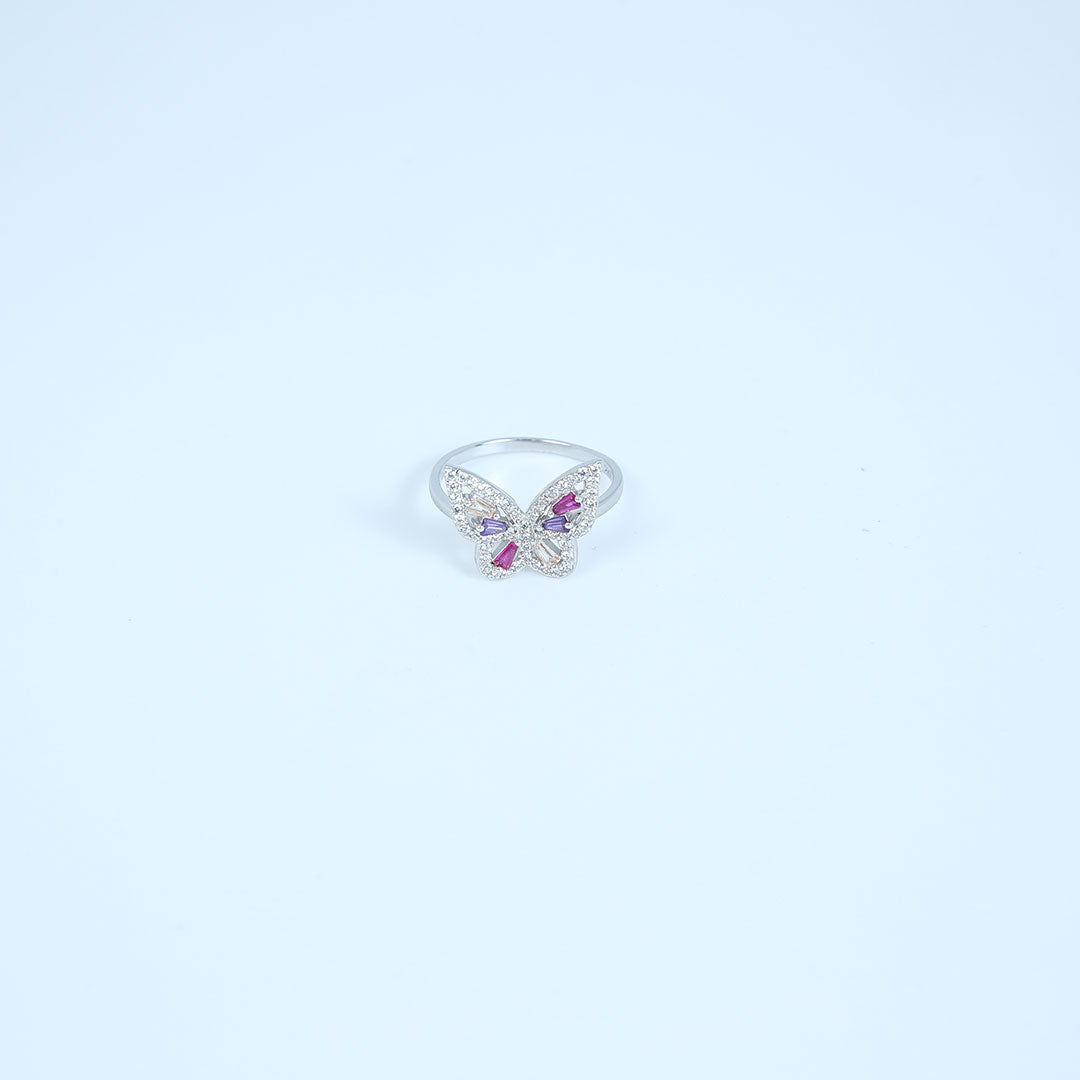 Butterfly Multicolour Ring Pure 925 Silver