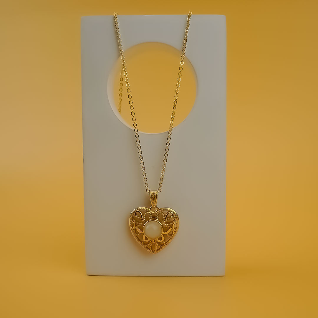 Golden Heart Aura Necklace Pure 925 Silver