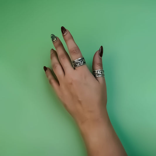 Oxidized Elegance Adjustable Ring Band