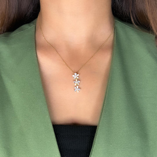 Peach Bloomfall – 925 Silver Necklace & Earring Set