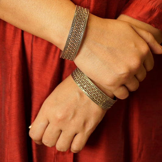 Ruhani Phool Jaali Pure 925 Silver Kadas (Size - 2'6)