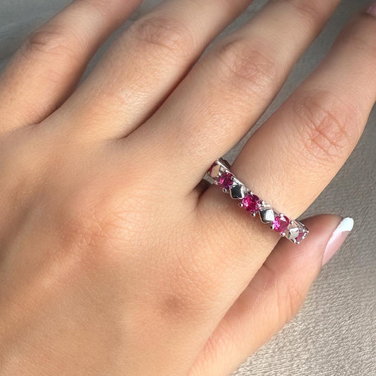 Blush Halo – 925 Silver Pink Eternity Band (Size 5)