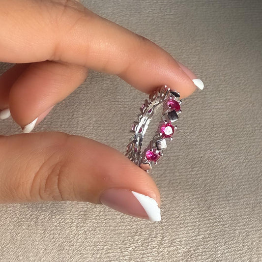 Blush Halo – 925 Silver Pink Eternity Band (Size 5)