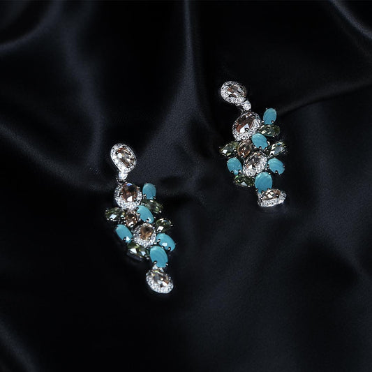 Premium Pastel Peach Green Drop Earring Pure 925 Silver