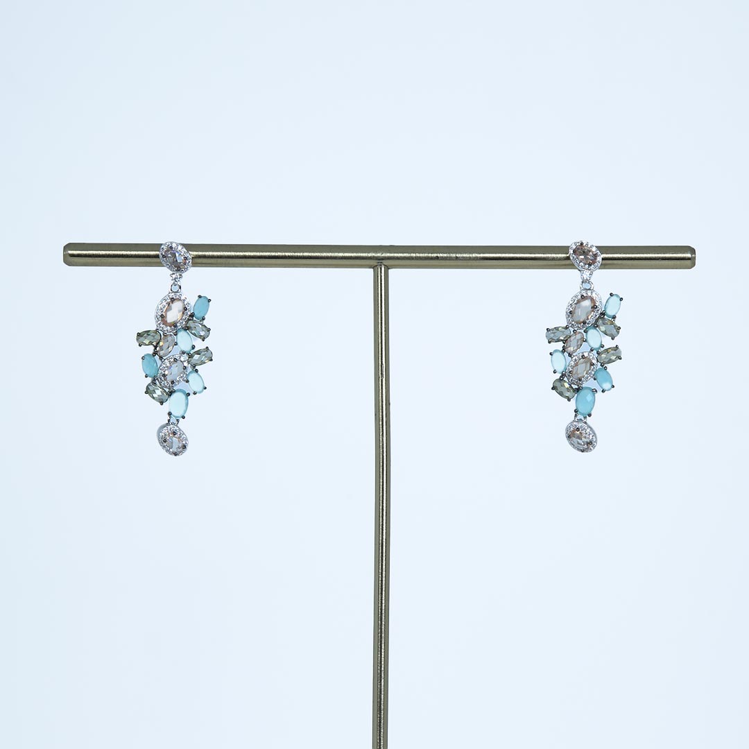 Premium Pastel Peach Green Drop Earring Pure 925 Silver