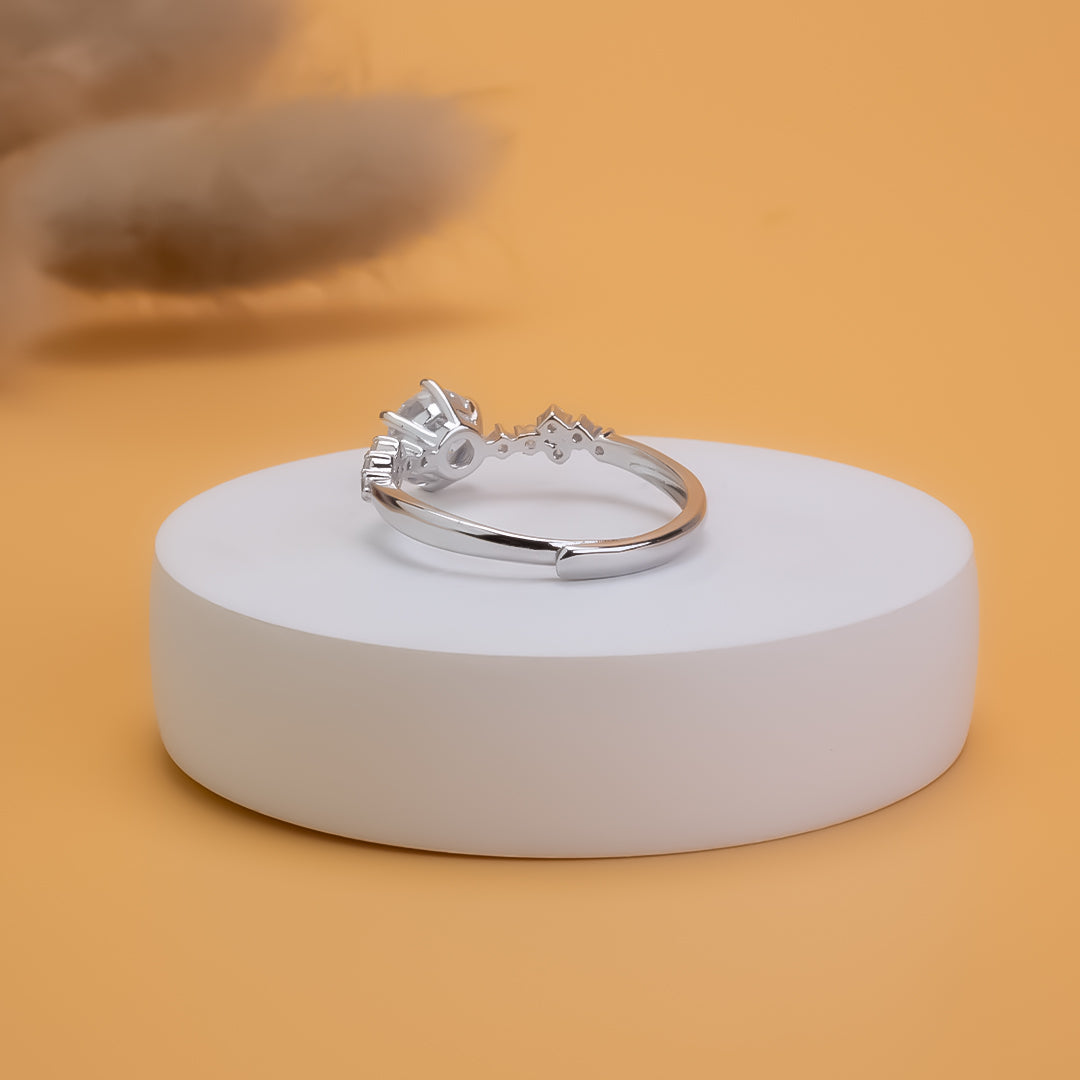 Radiant Heart Silver Proposal Ring
