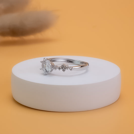 Radiant Heart Silver Proposal Ring
