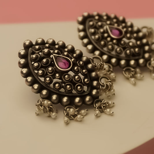 Rajwada Paisley Earrings Pure 925 Silver