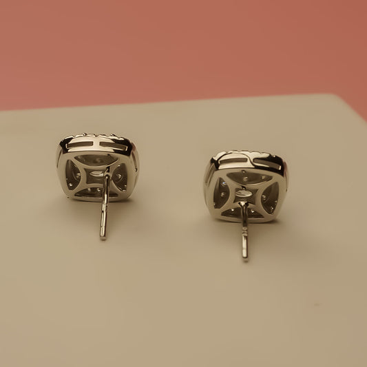 Rectangle Solitaire 925 Silver Stud Earrings