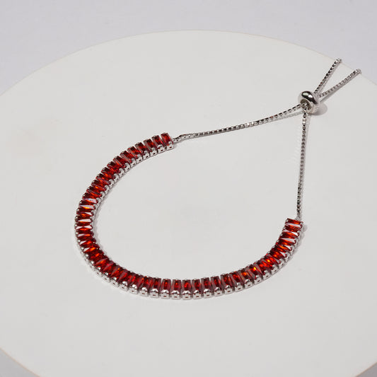 Red Aura 925 Silver Tennis Bracelet