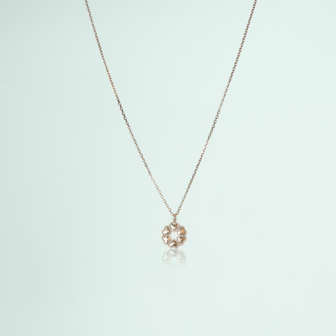 Rose Gold Love Cluster Necklace Pure 925 Silver