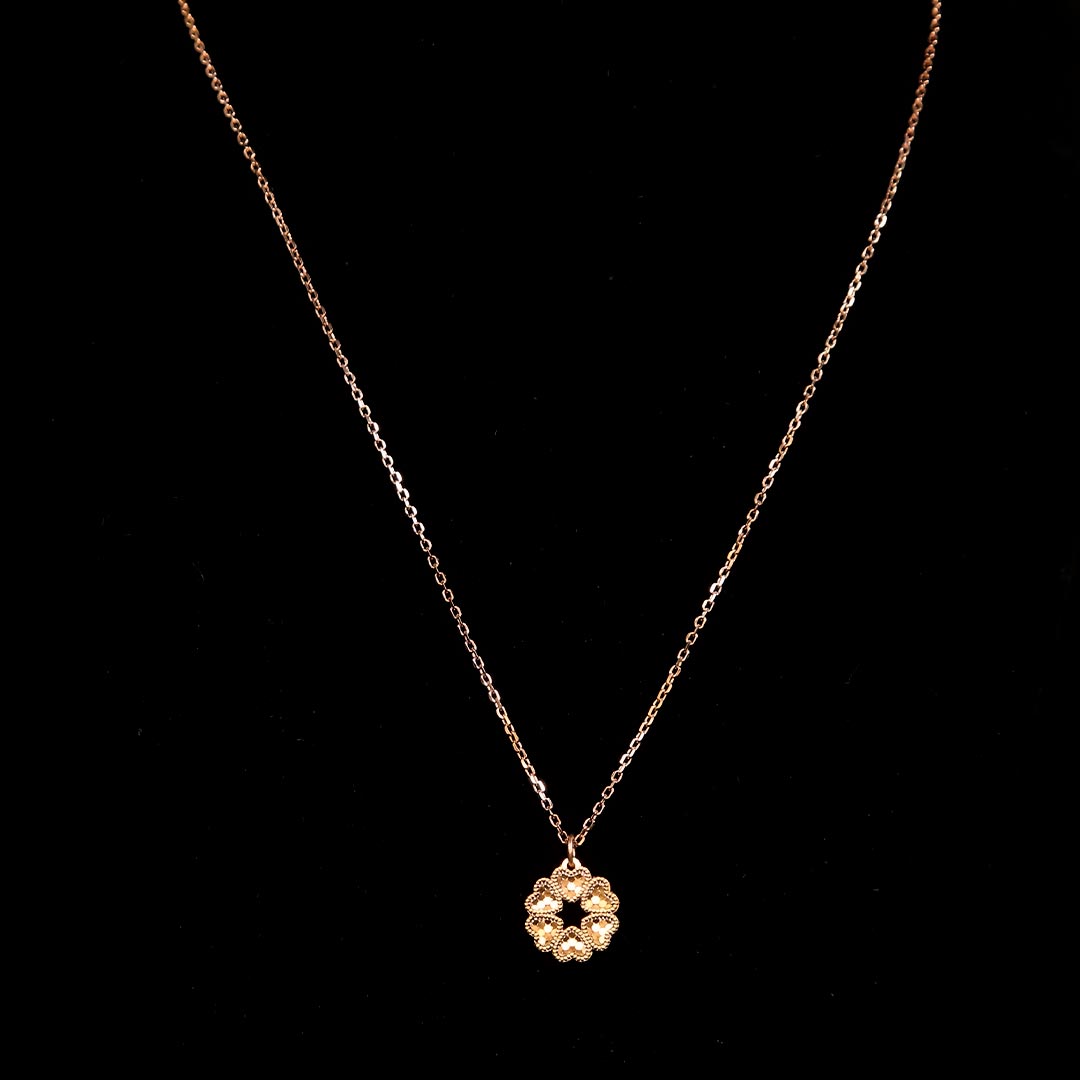 Rose Gold Love Cluster Necklace Pure 925 Silver