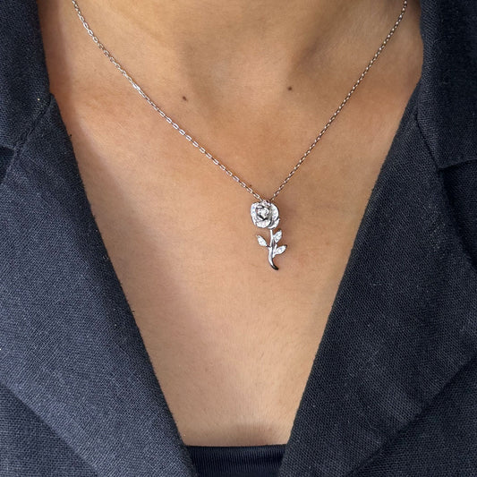 Rose Necklace Set — Pure 925 Sterling Silver
