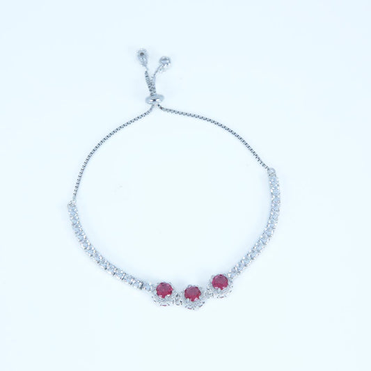 Ruby Glow Premium Zircon Adjustable Bracelet Pure 925 Silver