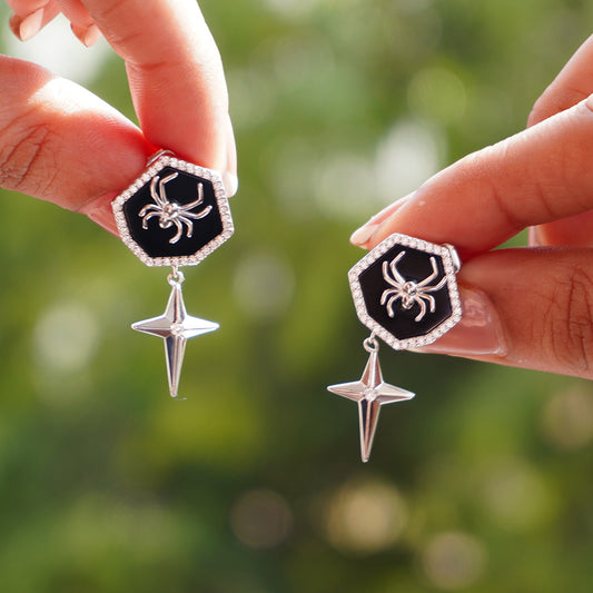Scorpion Star Pure 925 Silver Earrings