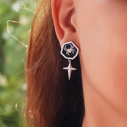 Scorpion Star Pure 925 Silver Earrings