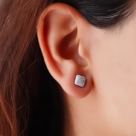 Silver Cushion Studs Pure 925 Silver Taravya