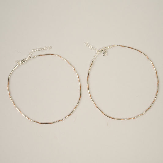 Minimal Duo-Tone Sleek Pure 925 Silver Anklet