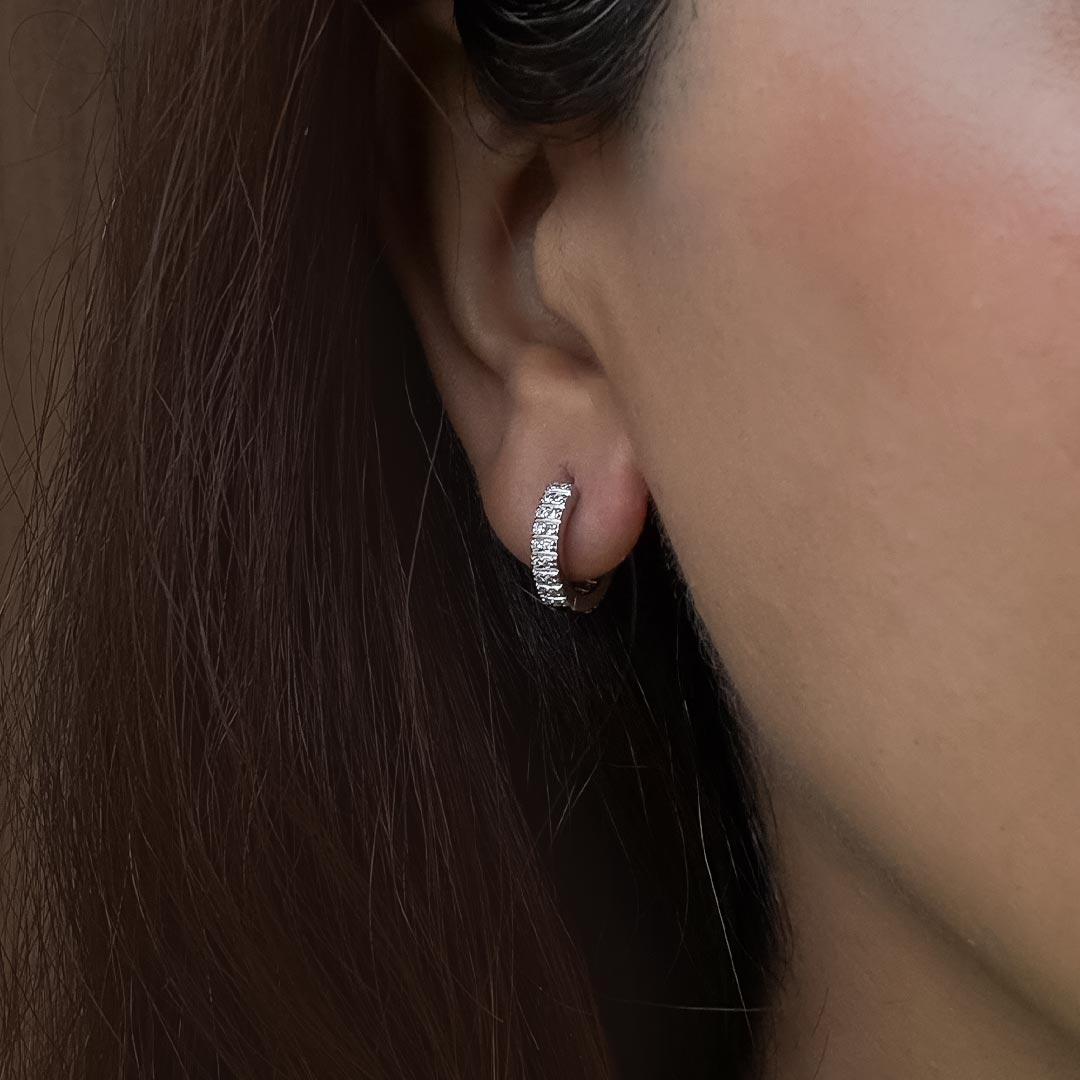 Sparkling Zircon Hoop Earrings Pure 925 Silver