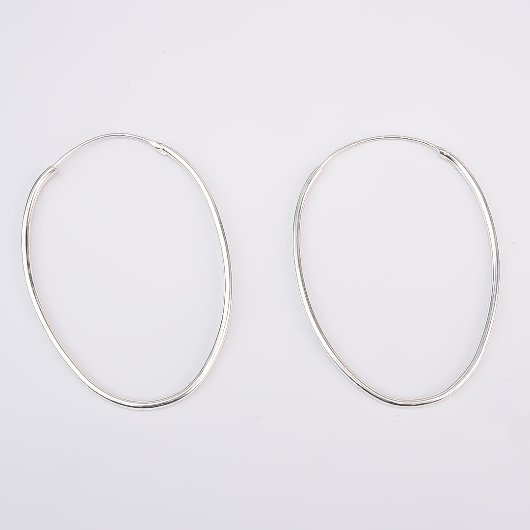 Silver Minimal Oval Hoops