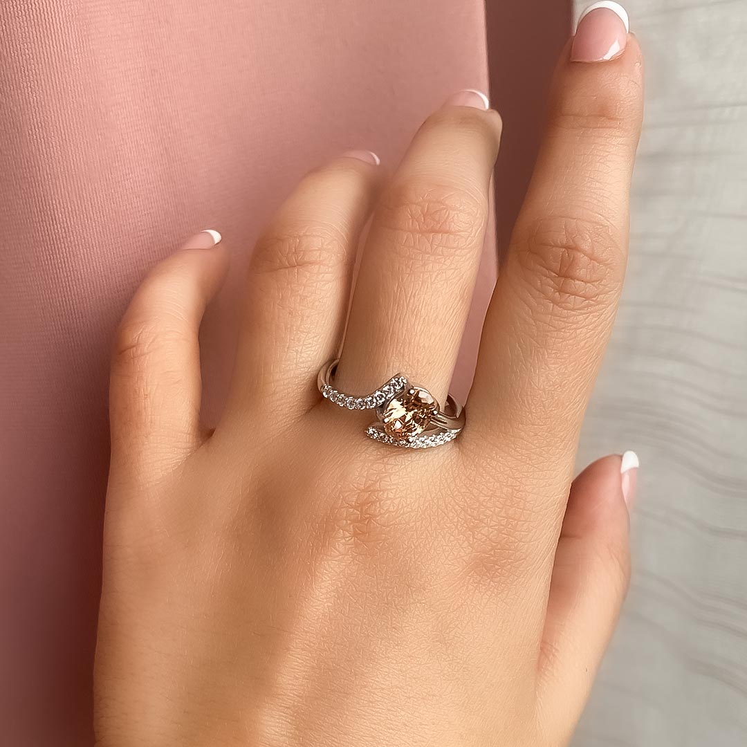 Peach Glow – 925 Silver Adjustable Ring