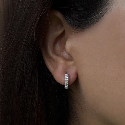 Sparkling Zircon Hoop Earrings Pure 925 Silver