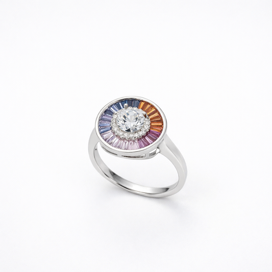 Silver Rainbow Ring Pure 925 Silver