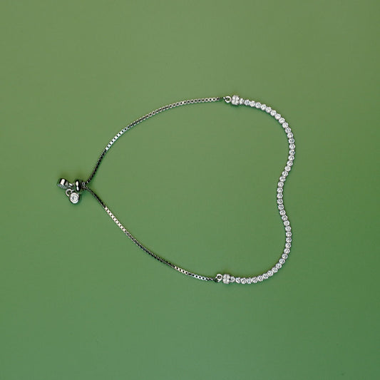 Tennis Silver Adjustable Bracelet