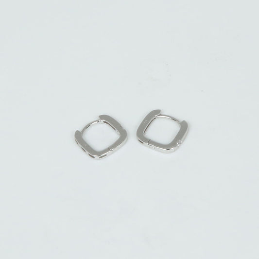 Sleek Square Zircon Hoops Pure 925 Silver