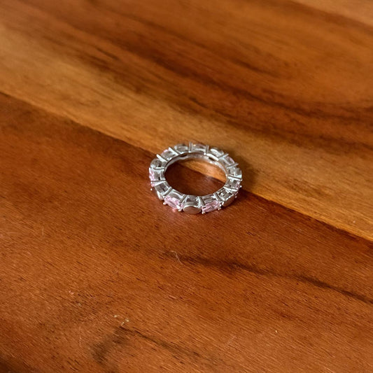 Rose Whisper – 925 Silver Soft Pink Eternity Band (Size 6)