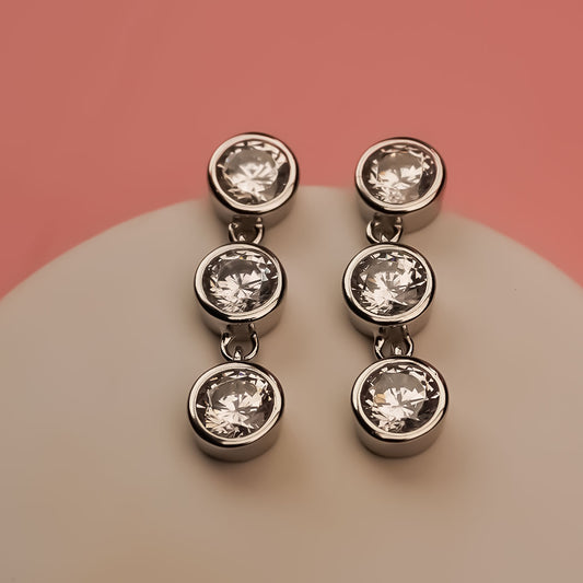 Solitaire 925 Silver Dangler Earrings