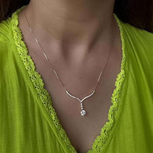 Starlit Drop Necklace Pure 925 Silver