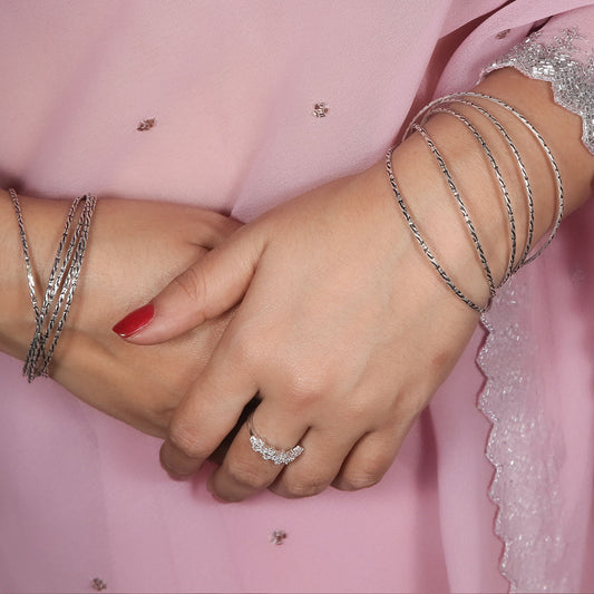 Intermingle Oxidised Bangles Pair Pure 925 Silver