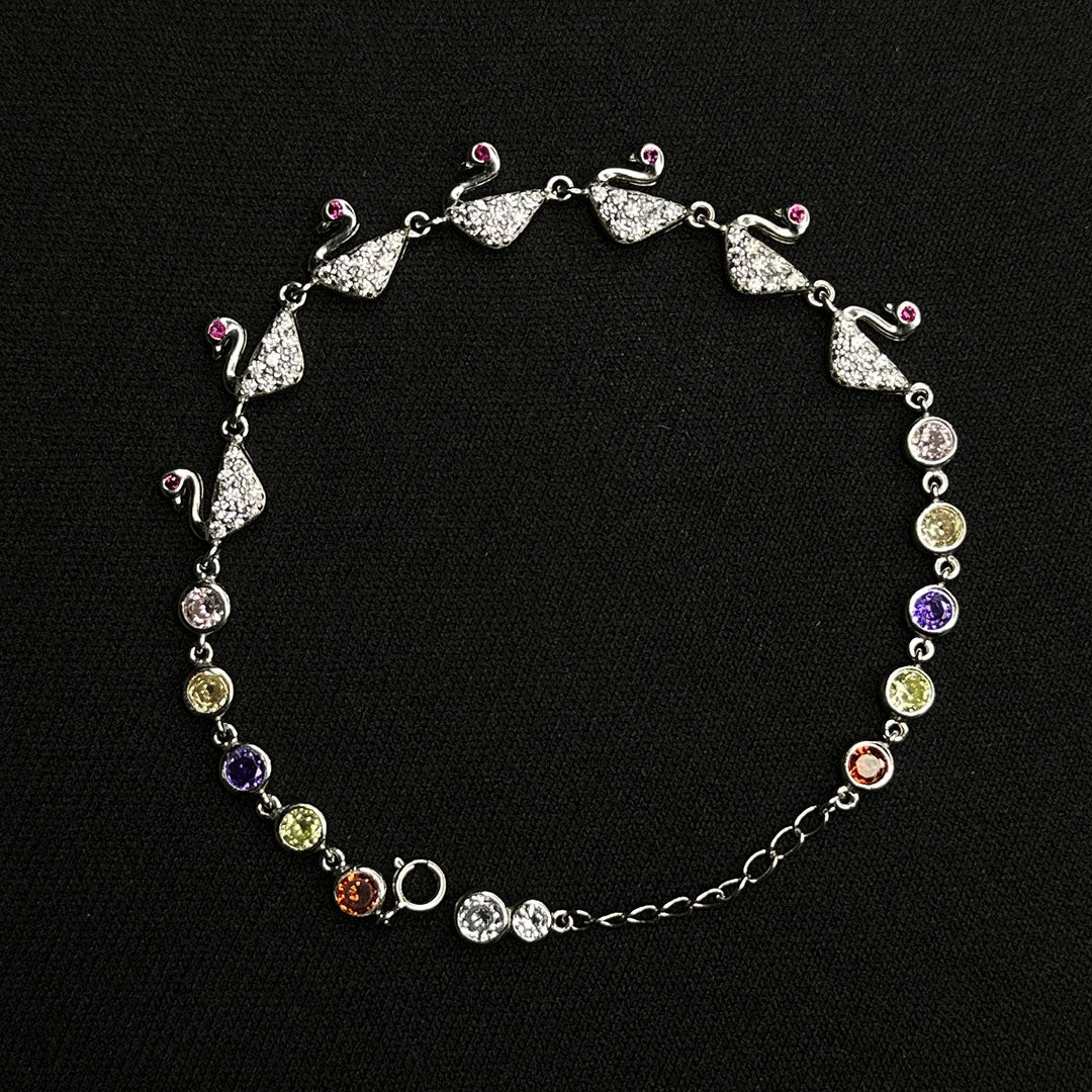 Swan Multicolour Bracelet Pure 925 Silver