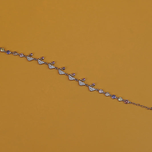 Swan Multicolour Bracelet Pure 925 Silver