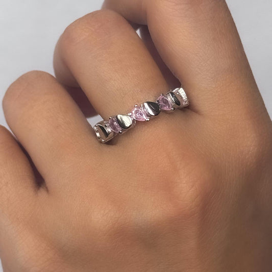 Tea Rose Radiance – 925 Silver Eternity Band (Size 6)