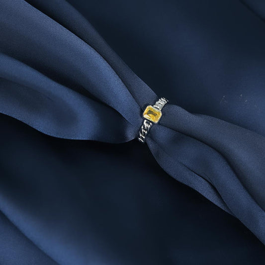 Yellow Stone Braided Adjustable Pure 925 Silver Ring