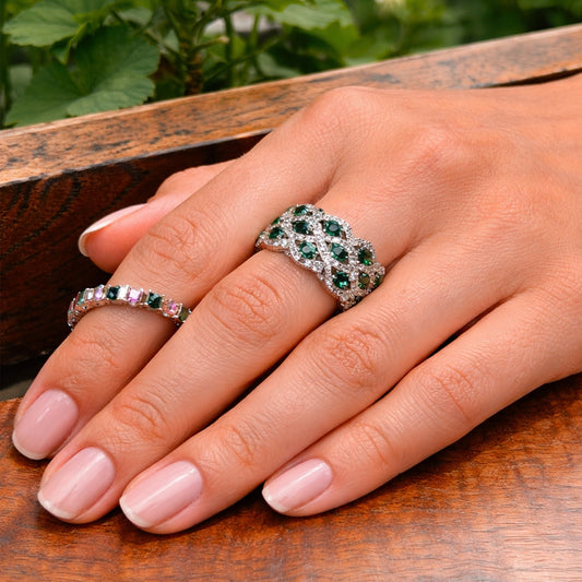 Verdant Elegance Silver Band