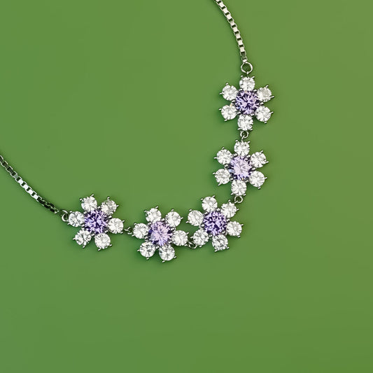 Violet Bloom Zirconia Flower Bracelet