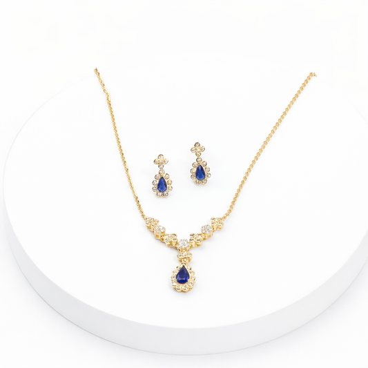 Blue Drop Royale Silver Necklace Set