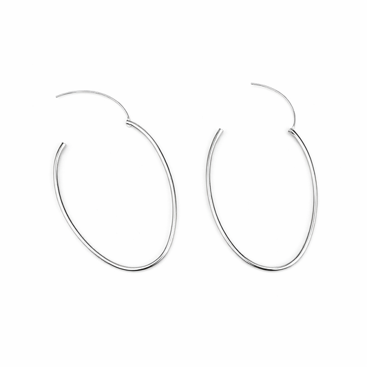 Silver Minimal Oval Hoops