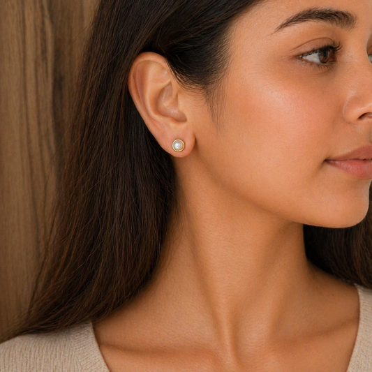 Luna Shell Stud Earrings Pure 925 Silver