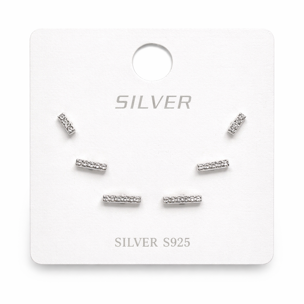 Minimal Crystal Bar Stud Combo