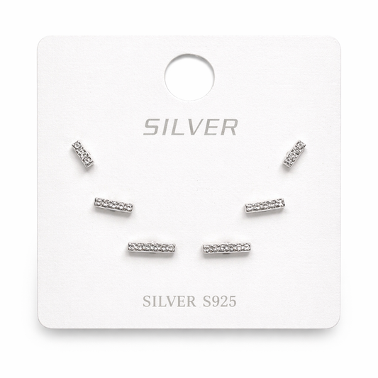 Minimal Crystal Bar Stud Combo