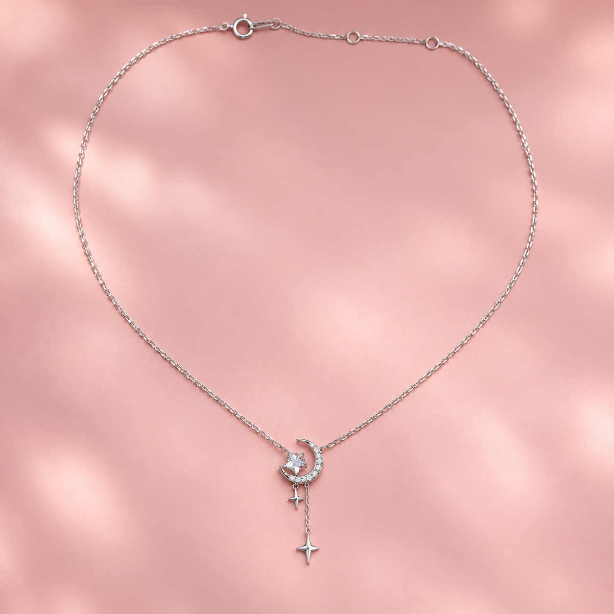 Taravya Celestial Moon & Stars Pendant Necklace
