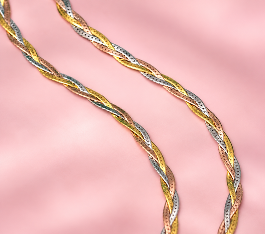 Trinity Glow Tricoloured Italian 925 Silver Anklet (Single) Taravya
