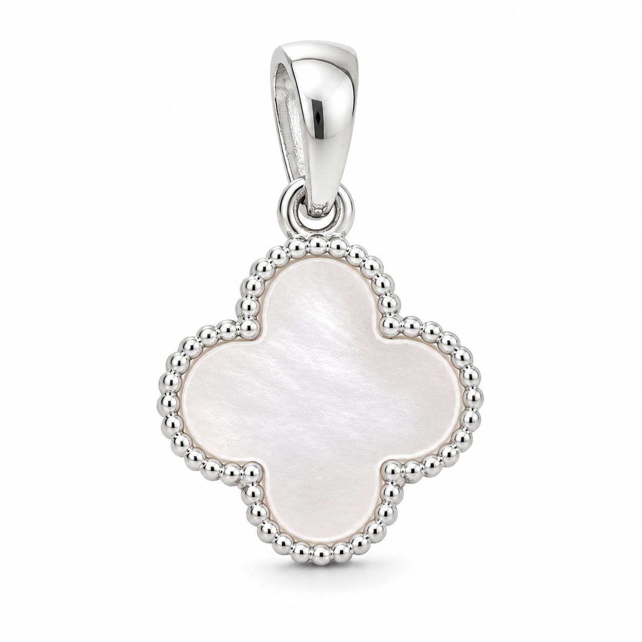 Clover Shaped Pendant and Earrings White