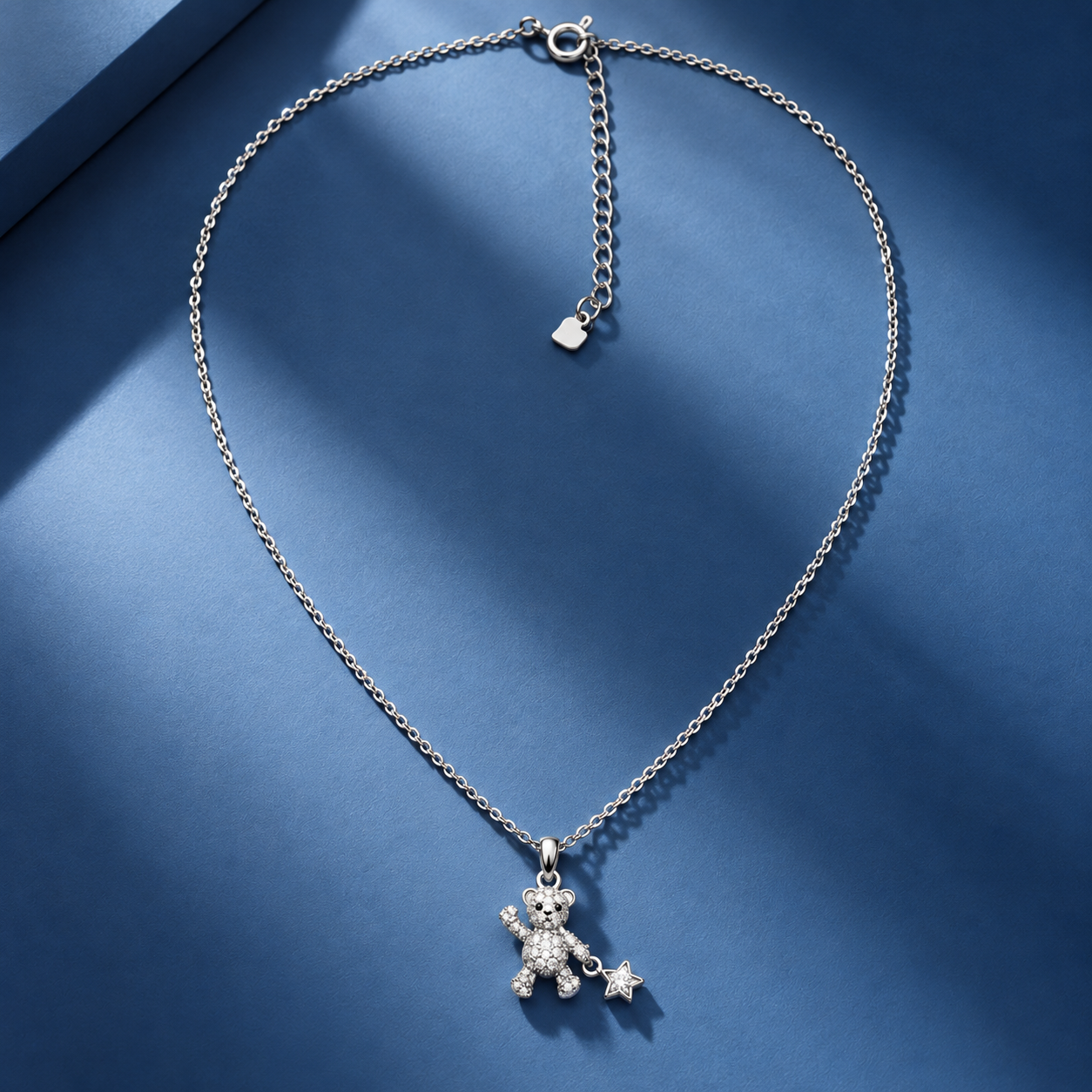 Taravya Sparkling Teddy Bear Pendant Necklace