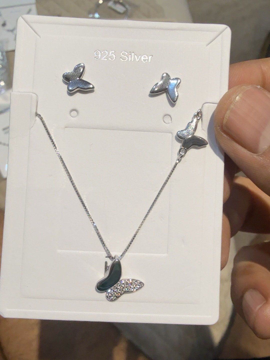 🦋 Butterfly Elegance 925 Sterling Silver Necklace & Earring Set